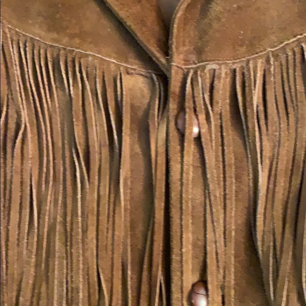 Brown Fringe Suede Jacket - Picture 3 of 7